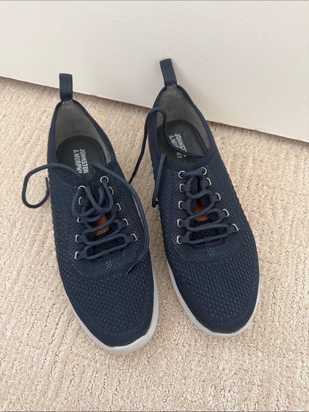 Johnston & Murphy Navy Knit Lace-Up Sneakers